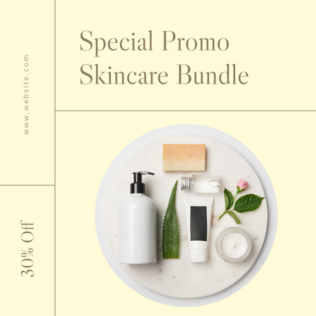 Skincare Bundle Ad with Creams and Serum Instagram Design Template