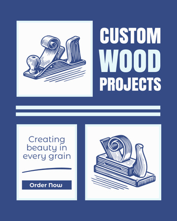 Designvorlage Verkauf von kundenspezifischen Holzprojekten für Instagram Post Vertical