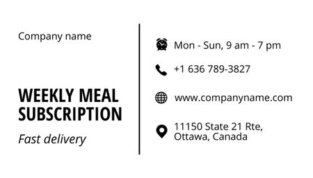 Meal Delivery Service Advertisement Business Card US Design Template