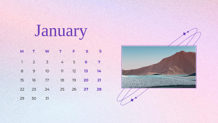 Beautiful Mountain Lake Landscape Calendar Design Template