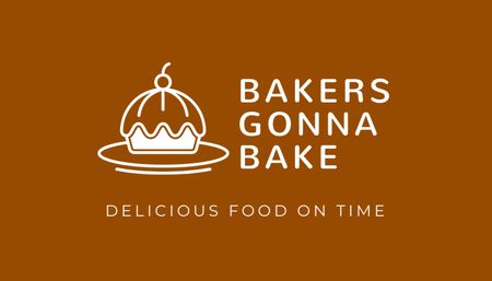 Plantilla de diseño de Baker Services Offer with Cake Illustration Business Card US 