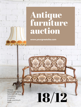 Antique Furniture Auction Poster US Design Template
