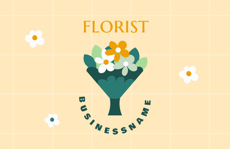 Plantilla de diseño de Propuesta de Floristería con Ramo de Flores Business Card 85x55mm 