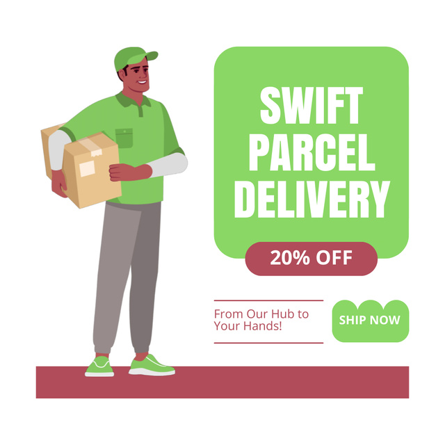 Discount on Swift Parcels Delivery Animated Post Πρότυπο σχεδίασης
