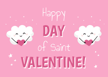 Valentine's Greeting with Cute Clouds with Hearts Postcard – шаблон для дизайну
