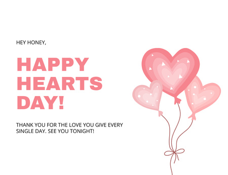 Designvorlage Romantisches Geständnis am Valentinstag mit Illustration für Thank You Card 5.5x4in Horizontal