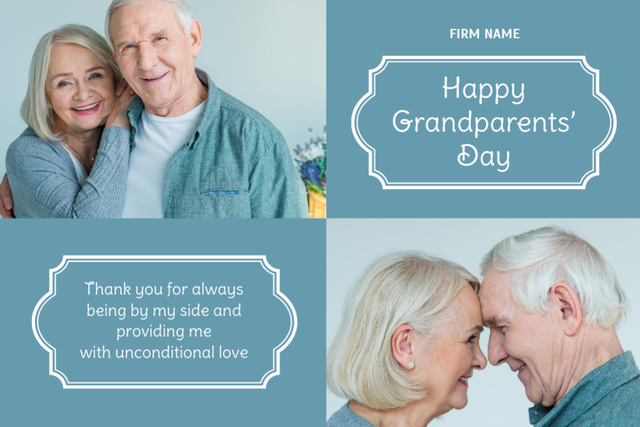 Cherish Grandparents' Day In Blue Postcard 4x6in – шаблон для дизайна