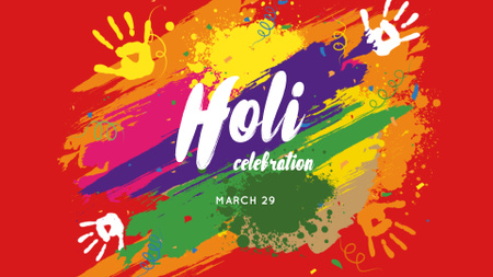 Plantilla de diseño de Holi Festival Announcement with bright Paint FB event cover 
