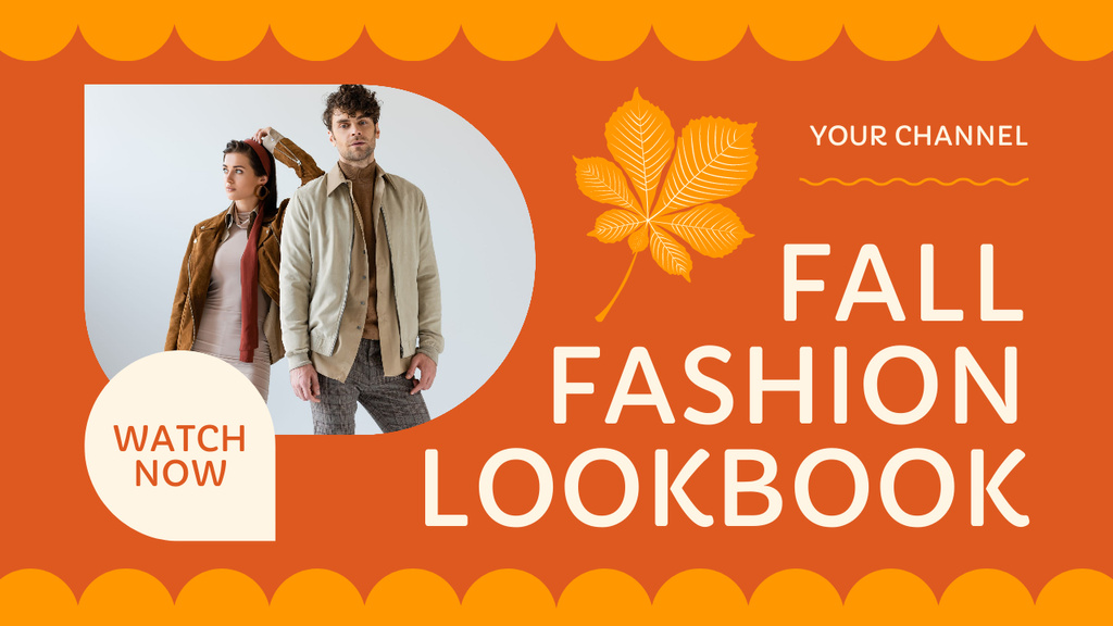 Fall Fashion Lookbook with Couple Youtube Thumbnailデザインテンプレート