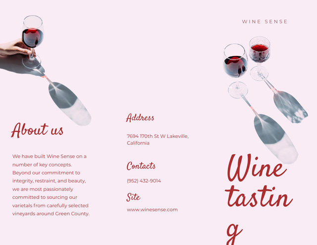 Template di design Wine Tasting with Wineglasses in Pink Brochure 8.5x11in