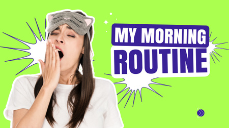 Woman in Sleeping Mask is Waking Up and Yawning Youtube Thumbnail Design Template