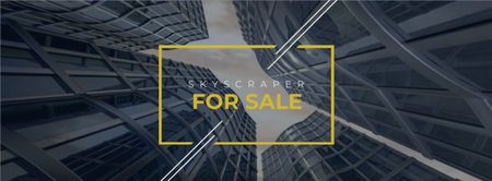 Modèle de visuel gratte-ciel à vendre dans un cadre jaune - Facebook cover
