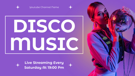 Platilla de diseño Brilliant Disco Music Live Streaming Promotion Youtube