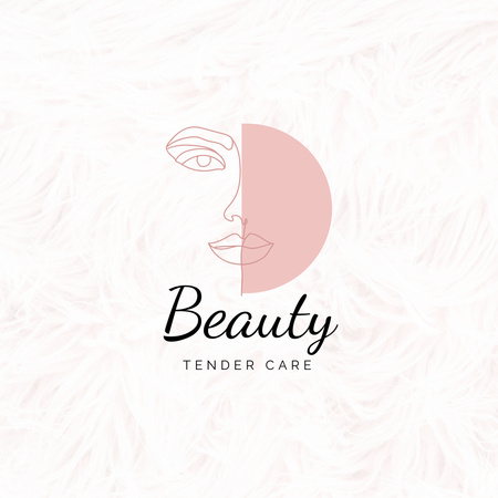 Designvorlage Anzeige für Schönheitssalon-Dienstleistungen mit Illustration eines weiblichen Gesichts für Logo