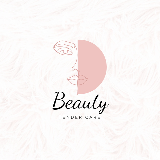 Beauty Salon Services Ad with Illustration of Female Face Logo Modelo de Design