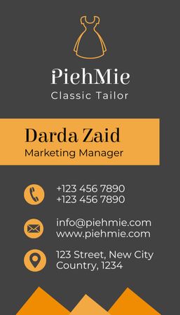 Marketing Manager Contacts Information Business Card US Vertical Design Template