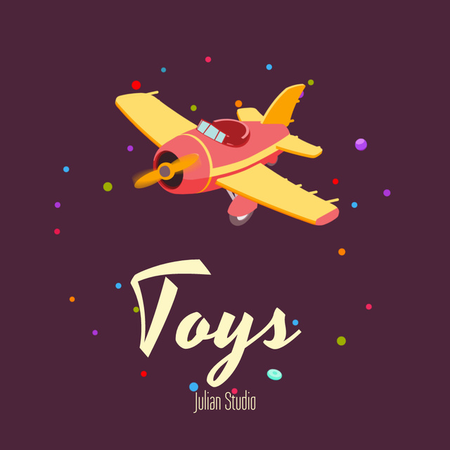 Flying Toy Plane in Purple Animated Post Design Template