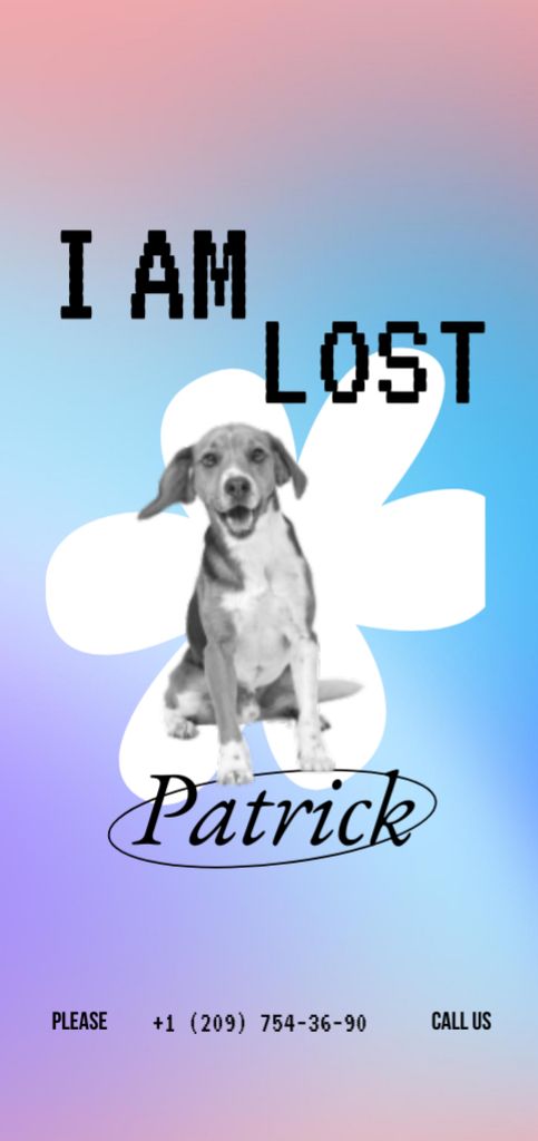 Announcement about Missing Dog Patrick Flyer DIN Large Design Template