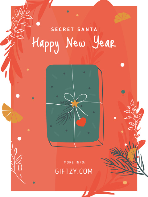 Ontwerpsjabloon van Poster US van New Year Greeting with Gift Box