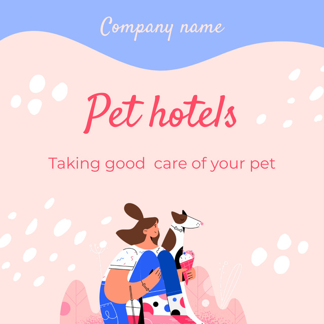 Ontwerpsjabloon van Animated Post van Pet Hotels Services Offer