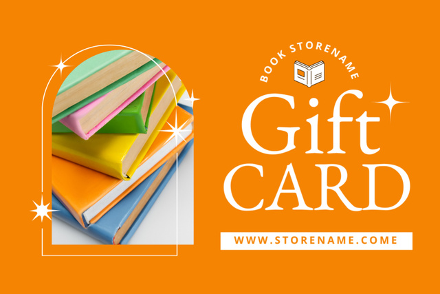 Books Sale Offer on Orange Gift Certificate Tasarım Şablonu