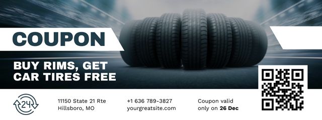 Free Car Tires Commercial Offer Coupon Πρότυπο σχεδίασης