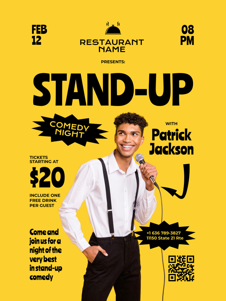 Stand-Up Event in Restaurant Poster US Design Template
