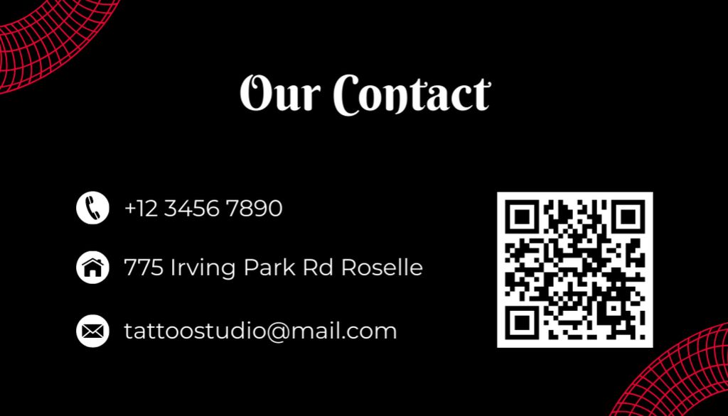 Unique Tattoo Studio Services Offer on Abstract Black Business Card USデザインテンプレート