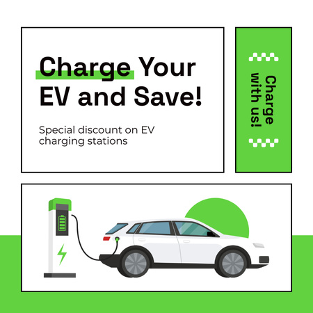 Special Discount on Efficient Recharging of Electric Vehicles Instagram Design Template