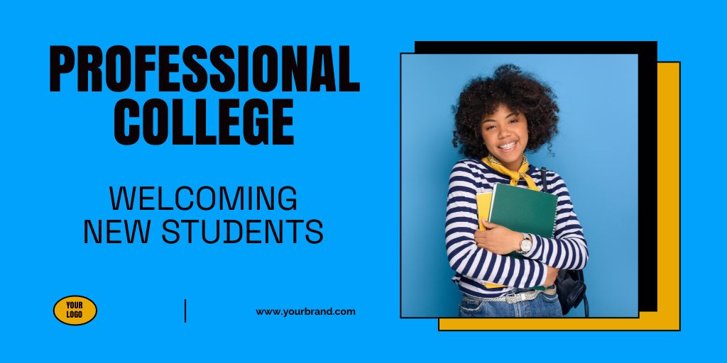 Professional College Apply Announcement In Blue Twitterデザインテンプレート