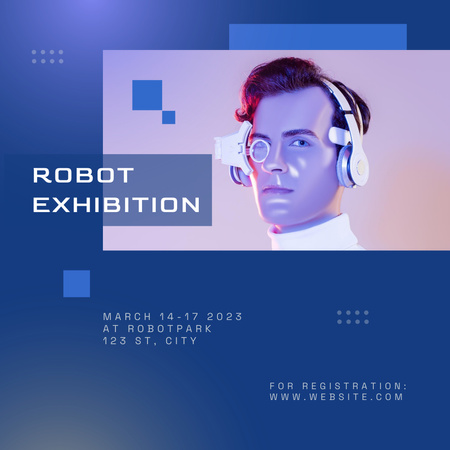 Ontwerpsjabloon van Instagram van Robot Exhibition Advertisement