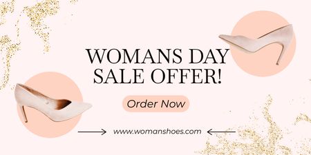 Plantilla de diseño de Venta del día de la mujer de zapatos femeninos elegantes. Twitter 