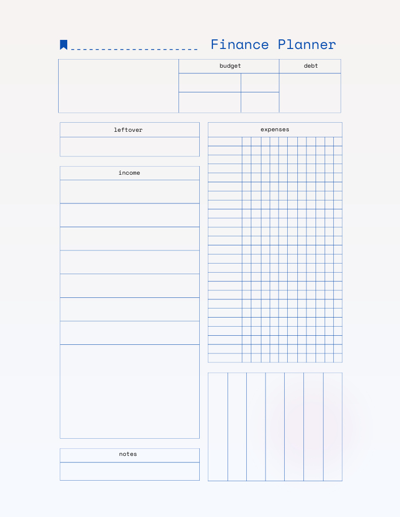 Simple Financial Plan Notepad 8.5x11in Tasarım Şablonu