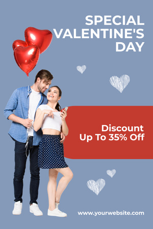 Valentine's Day Special Sale with Couple in Love Pinterest Design Template