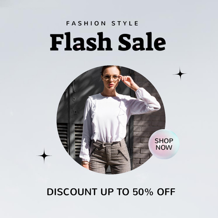 Designvorlage Discount Offer with Girl in Stylish Outfit für Instagram