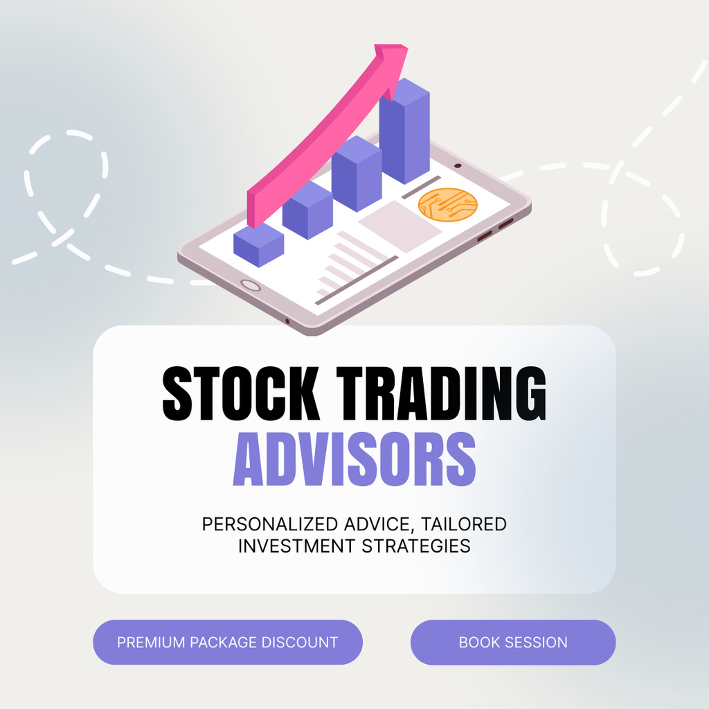Personal Advisor Services for Stock Trading with Charts LinkedIn post Design Template