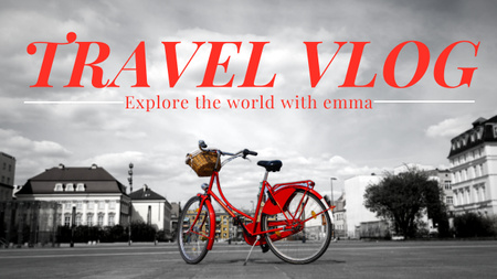 Plantilla de diseño de Promoción de video blog de viajes con bicicleta Youtube Thumbnail 