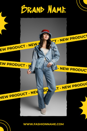 Novos layouts promocionais de produtos de moda com foto Pinterest Modelo de Design