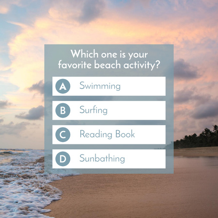 Questionnaire about Beach Activity Instagram Design Template