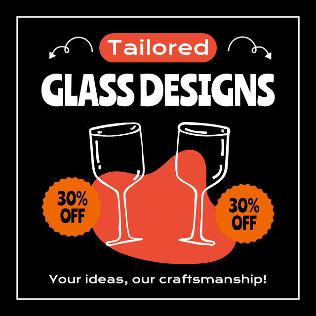 Stunning Discounts For Wineglasses Set Offer Animated Post Design Template
