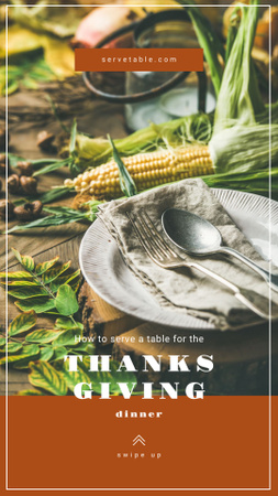 Ontwerpsjabloon van Instagram Story van thanksgiving feestconcept met maïs op tafel