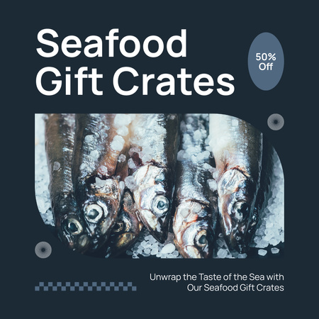 新鮮な魚介類と冷凍料理の提供 Instagramデザインテンプレート