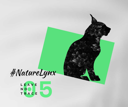 Luonnon ja villieläinten suojelun edistäminen Wild Lynx Silhouette -siluetilla Facebook Design Template