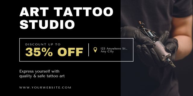 Plantilla de diseño de Art Tattoo Studio Service With Discount And Master Twitter 