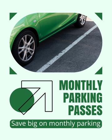 Great Offer for Monthly Parking Pass Instagram Post Vertical Design Template
