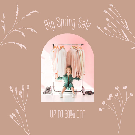 Outfit Spring Sale with Flowers Instagram Design Template