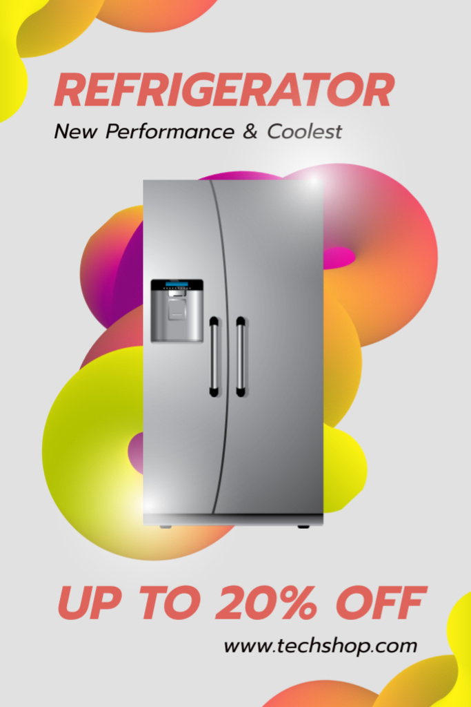 Ontwerpsjabloon van Tumblr van Discount Announcement for New Refrigerators with Bright Gradient