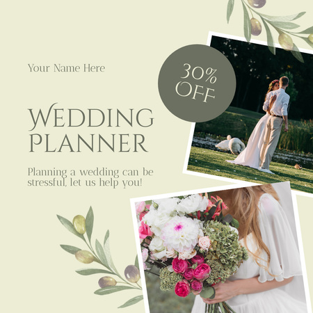 Collage with Discount Offer for Wedding Planning Instagram Design Template