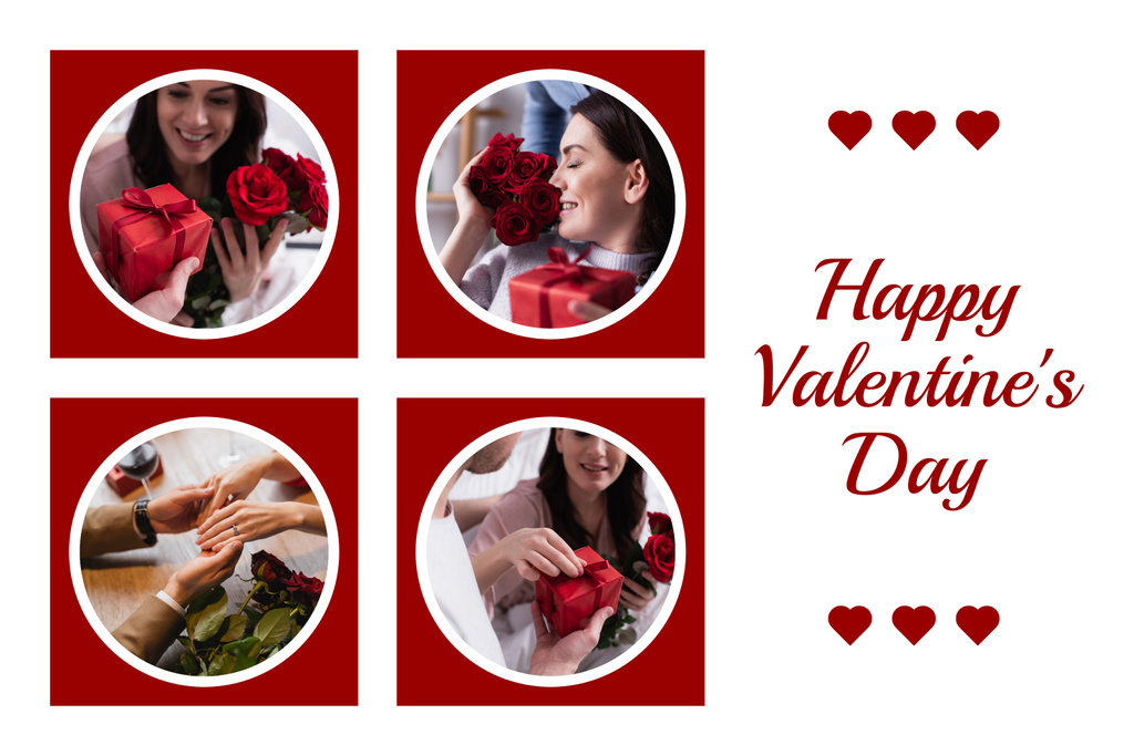 Valentine's Day Congrats With Gifts And Flowers Mood Board tervezősablon