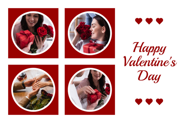 Valentine's Day Congrats With Gifts And Flowers Mood Board Πρότυπο σχεδίασης